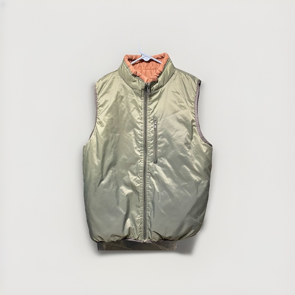 Fu Da Sport Reversible Insulated Puffer Vest Sage Green and‎ Orange Girls Medium